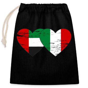 Vereinigte Arabische Emirate Italien Flagge Herz - Verschließbarer Geschenkbeutel aus Baumwolle (25x30cm) - Schwarz - Vorne