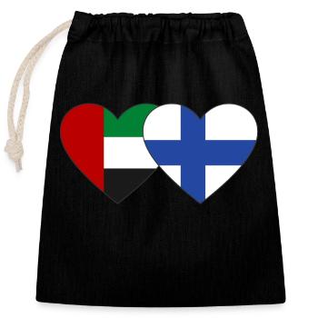 Vereinigte Arabische Emirate Finnland Flagge Herz - Verschließbarer Geschenkbeutel aus Baumwolle (25x30cm) - Schwarz - Vorne
