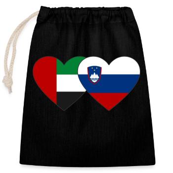 Vereinigte Arabische Emirate Slowenien Flagge Herz - Verschließbarer Geschenkbeutel aus Baumwolle (25x30cm) - Schwarz - Vorne