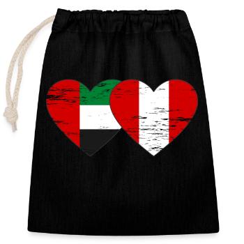 Vereinigte Arabische Emirate Peru Flagge Herz used - Verschließbarer Geschenkbeutel aus Baumwolle (25x30cm) - Schwarz - Vorne