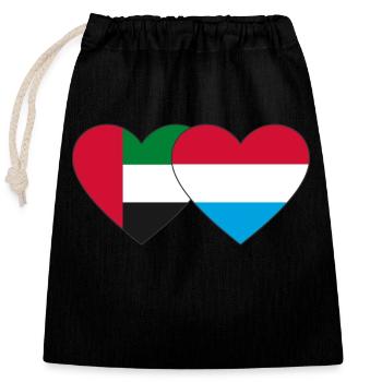 Vereinigte Arabische Emirate Luxemburg Flagge Herz - Verschließbarer Geschenkbeutel aus Baumwolle (25x30cm) - Schwarz - Vorne