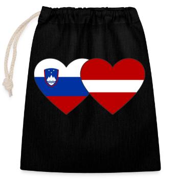 Slovenia Latvia Flag Heart - Closable cotton gift bag (25x30cm) - black - Front