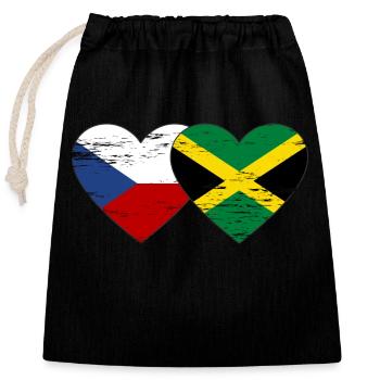 Tschechien Jamaika Flagge Herz used - Verschließbarer Geschenkbeutel aus Baumwolle (25x30cm) - Schwarz - Vorne