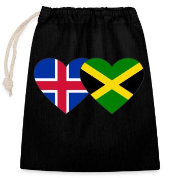 Islande Jamaïque Drapeau Coeur - Sac cadeau en coton avec cordon (25 x 30 cm) - noir - Devant