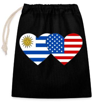 Uruguay USA Flagge Herz - Verschließbarer Geschenkbeutel aus Baumwolle (25x30cm) - Schwarz - Vorne