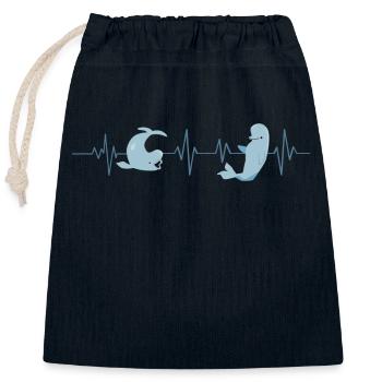 Battement de cœur béluga - idée cadeau - Sac cadeau en coton avec cordon (25 x 30 cm) - bleu marine - Devant