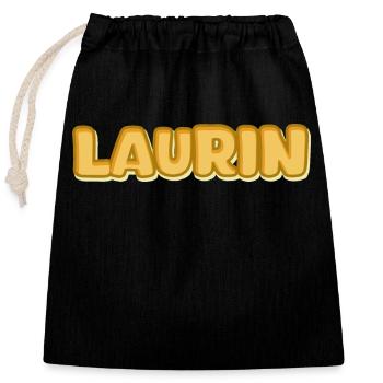 Geschenk für Laurin - Verschließbarer Geschenkbeutel aus Baumwolle (25x30cm) - Schwarz - Vorne