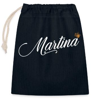 Martina Custom Name für Frauen Kinder Kleinkinder - - Verschließbarer Geschenkbeutel aus Baumwolle (25x30cm) - Navy - Vorne