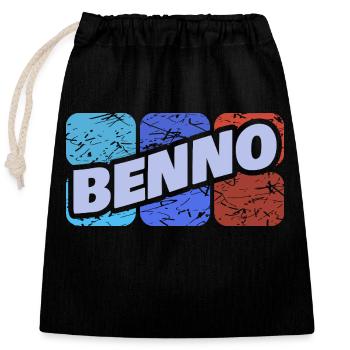 Benno Benno - Sac cadeau en coton avec cordon (25 x 30 cm) - noir - Devant