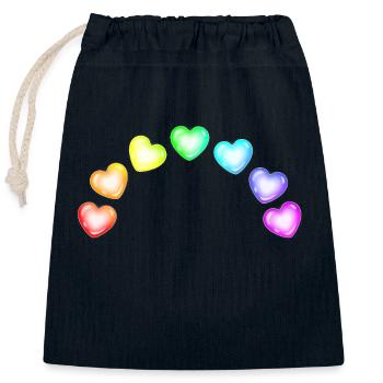 Colorful Hearts Soap Bubbles Rainbow Gradient - Closable cotton gift bag (25x30cm) - navy - Front
