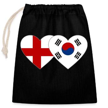 Angleterre Corée du Sud Drapeau Coeur - Sac cadeau en coton avec cordon (25 x 30 cm) - noir - Devant