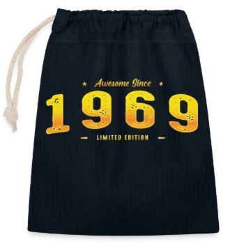 Millésime 1969 - Génial Depuis 1969 56ème anniversaire - Sac cadeau en coton avec cordon (25 x 30 cm) - bleu marine - Devant