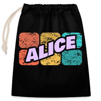 Cadeau pour Alice - Sac cadeau en coton avec cordon (25 x 30 cm) - noir - Devant