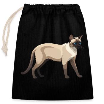 Mignon Voiture Siamois - Chat Autocollant - Sac cadeau en coton avec cordon (25 x 30 cm) - noir - Devant