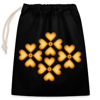 Motif floral rétro hippie des années 70 - Sac cadeau en coton avec cordon (25 x 30 cm) - noir - Devant