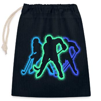 Eishockey Silhouette Jungen Eishockeyspieler - Verschließbarer Geschenkbeutel aus Baumwolle (25x30cm) - Navy - Vorne