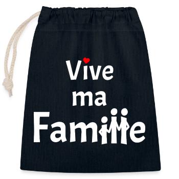 VIVE MA FAMILLE ! - Sac cadeau en coton avec cordon (25 x 30 cm) - bleu marine - Devant
