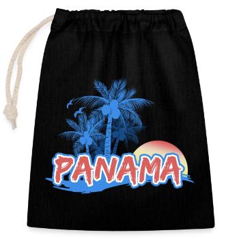 Geschenk für Panama - Verschließbarer Geschenkbeutel aus Baumwolle (25x30cm) - Schwarz - Vorne
