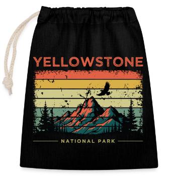 Yellowstone National Park Retro - Closable cotton gift bag (25x30cm) - black - Front