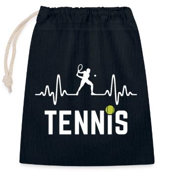 Joueur de tennis Heartbeat - Sac cadeau en coton avec cordon (25 x 30 cm) - bleu marine - Devant