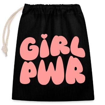 Gir Power Feminist  - Closable cotton gift bag (25x30cm) - black - Front