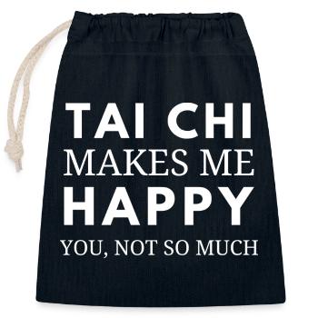 Tai Chi macht mich glücklich - Verschließbarer Geschenkbeutel aus Baumwolle (25x30cm) - Navy - Vorne