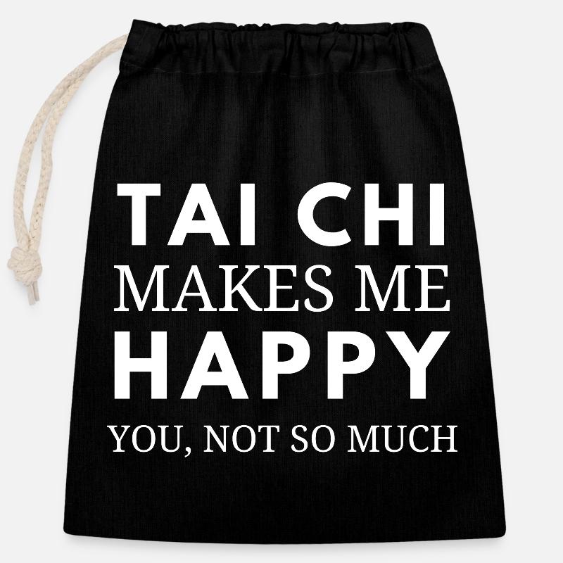El Tai Chi Me Hace Feliz - Bolsa de regalo de algodón con cierre (25x30 cm) - negro
