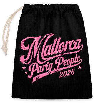 Malle 2026 Mallorca Party People 2026 - Verschließbarer Geschenkbeutel aus Baumwolle (25x30cm) - Schwarz - Vorne