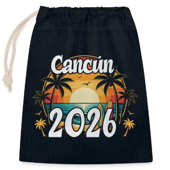 Cancun 2026 - Verschließbarer Geschenkbeutel aus Baumwolle (25x30cm) - Navy - Vorne