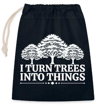 I Turn Trees Into Things Carpenter Humor carpenter - Sac cadeau en coton avec cordon (25 x 30 cm) - bleu marine - Devant