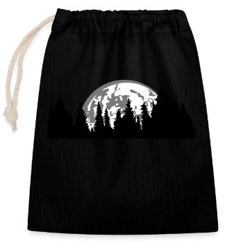 lune nuit pleine lune réglage arbre forêt conifère - Sac cadeau en coton avec cordon (25 x 30 cm) - noir - Devant