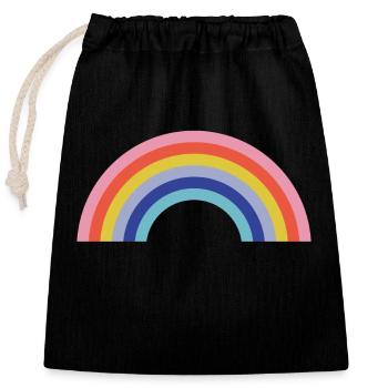 arc en ciel - Sac cadeau en coton avec cordon (25 x 30 cm) - noir - Devant