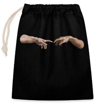 Création Adam Michelangelo * Main gauche de Dieu - Sac cadeau en coton avec cordon (25 x 30 cm) - noir - Devant