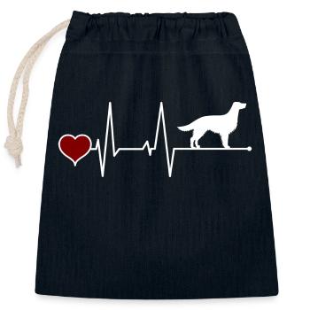 Englischer Setter Herzschlag rotes Herz - Verschließbarer Geschenkbeutel aus Baumwolle (25x30cm) - Navy - Vorne
