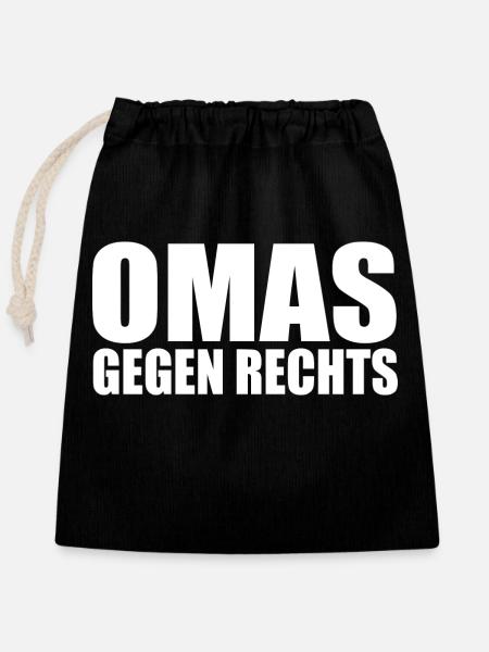 Omas gegen rechts - Verschließbarer Geschenkbeutel aus Baumwolle (25x30cm) - Schwarz