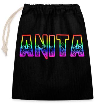 anita rs regenbogen - Verschließbarer Geschenkbeutel aus Baumwolle (25x30cm) - Schwarz - Vorne