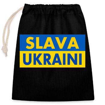Slava ukraini - Closable cotton gift bag (25x30cm) - black - Front