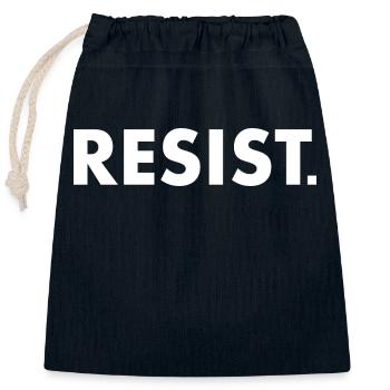 Resist - Sac cadeau en coton avec cordon (25 x 30 cm) - bleu marine - Devant