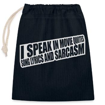 speak lyrics and sarcasm - Closable cotton gift bag (25x30cm) - navy - Front