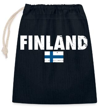 Finland Finland Finnish flag Finn - Closable cotton gift bag (25x30cm) - navy - Front