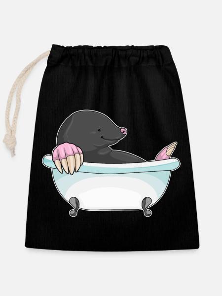 Maulwurf Baden Badewanne - Verschließbarer Geschenkbeutel aus Baumwolle (25x30cm) - Schwarz