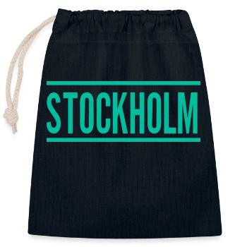 Stockholm - Closable cotton gift bag (25x30cm) - navy - Front