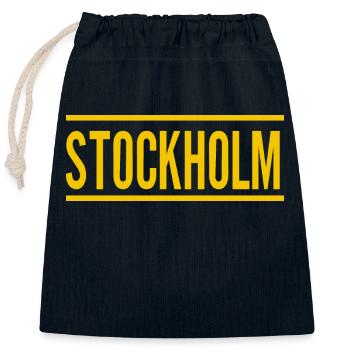 Stockholm - Closable cotton gift bag (25x30cm) - navy - Front