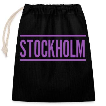 Stockholm - Sac cadeau en coton avec cordon (25 x 30 cm) - noir - Devant