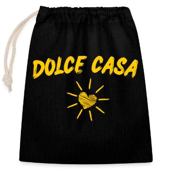 Dolce Casa Sweet Home Süßes Zuhause - Verschließbarer Geschenkbeutel aus Baumwolle (25x30cm) - Schwarz - Vorne