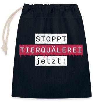 stoppt Tierquälerei - Verschließbarer Geschenkbeutel aus Baumwolle (25x30cm) - Navy - Vorne