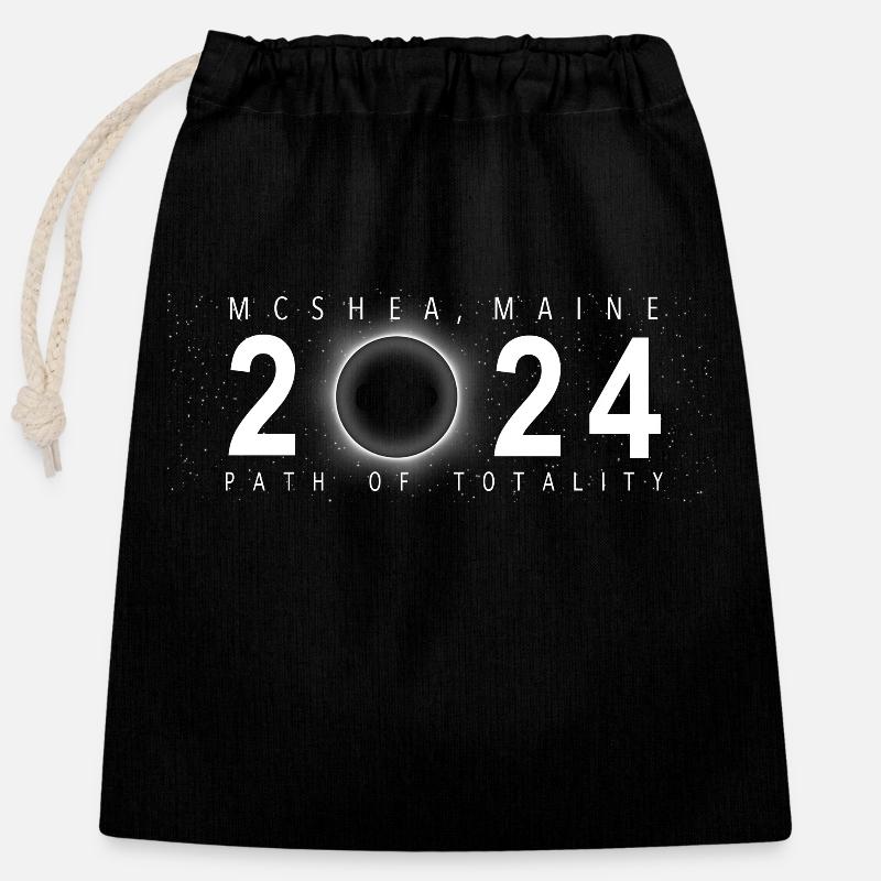 Solar Eclipse McShea Maine April 8 2024 - Closable cotton gift bag (25x30cm) - black