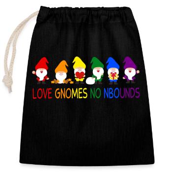 AMOUR LGBT Rainbow Gnomes LGBTQ Couple Escouade Gay - Sac cadeau en coton avec cordon (25 x 30 cm) - noir - Devant