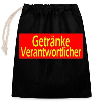 GetränkeVerantwortlicher - Verschließbarer Geschenkbeutel aus Baumwolle (25x30cm) - Schwarz - Vorne