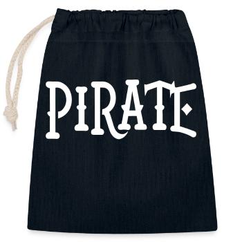Pirate - Sac cadeau en coton avec cordon (25 x 30 cm) - bleu marine - Devant
